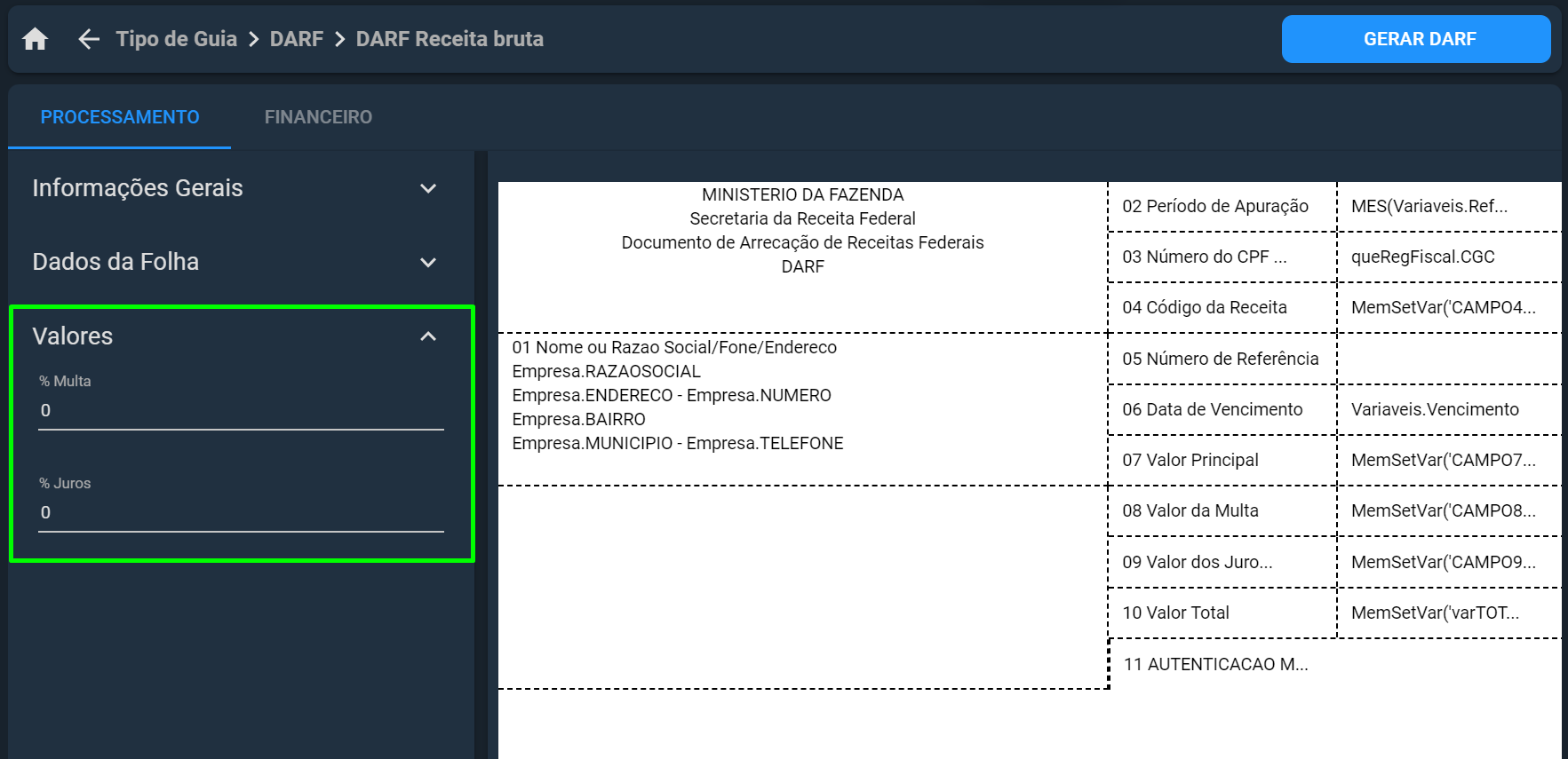 DARF na importação  Número de Referência