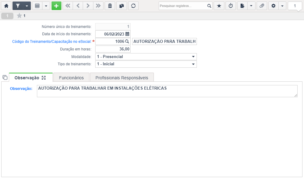treinamento