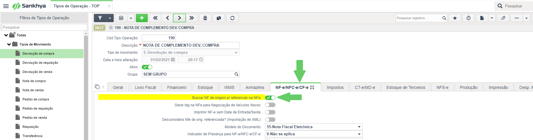 Este cadastro se refere a uma devolução de emissão própria.png