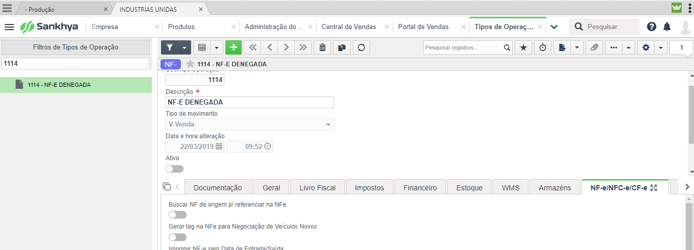 Tipo de operação não está ativo. Nota de Nro unico xxx 2.png