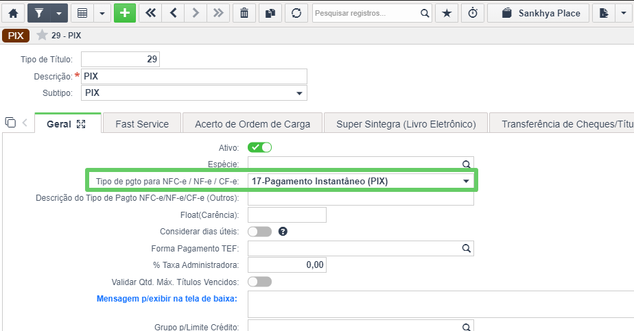 campo Tipo de pgto para NFC-e  NF-e  CF-e selecione a opção 17.png