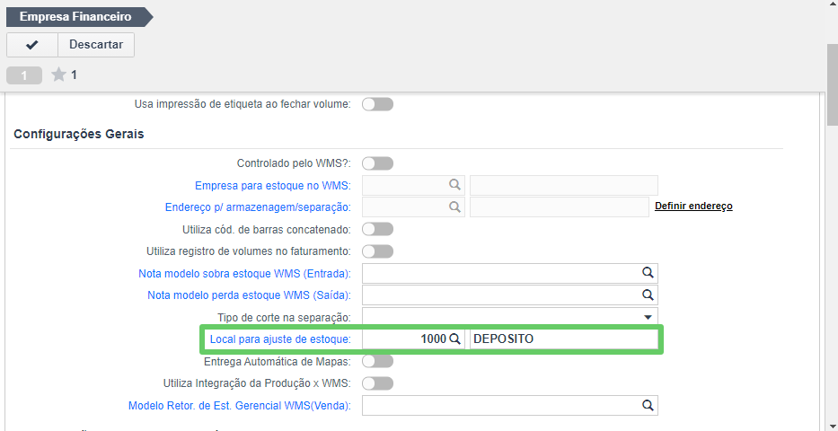 Preferencias da empresa- aba WMS- informar campo Local p ajuste de estoque.png