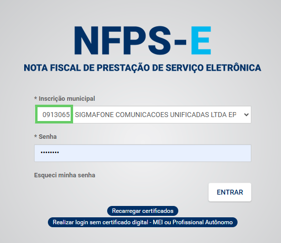 Erro na autenticação do Portal de emissão de NFS-e de Florianopólis 1.png