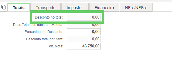 Mesmo habilitando o parâmetro DESCTOT, o campo Desconto no total  1.png
