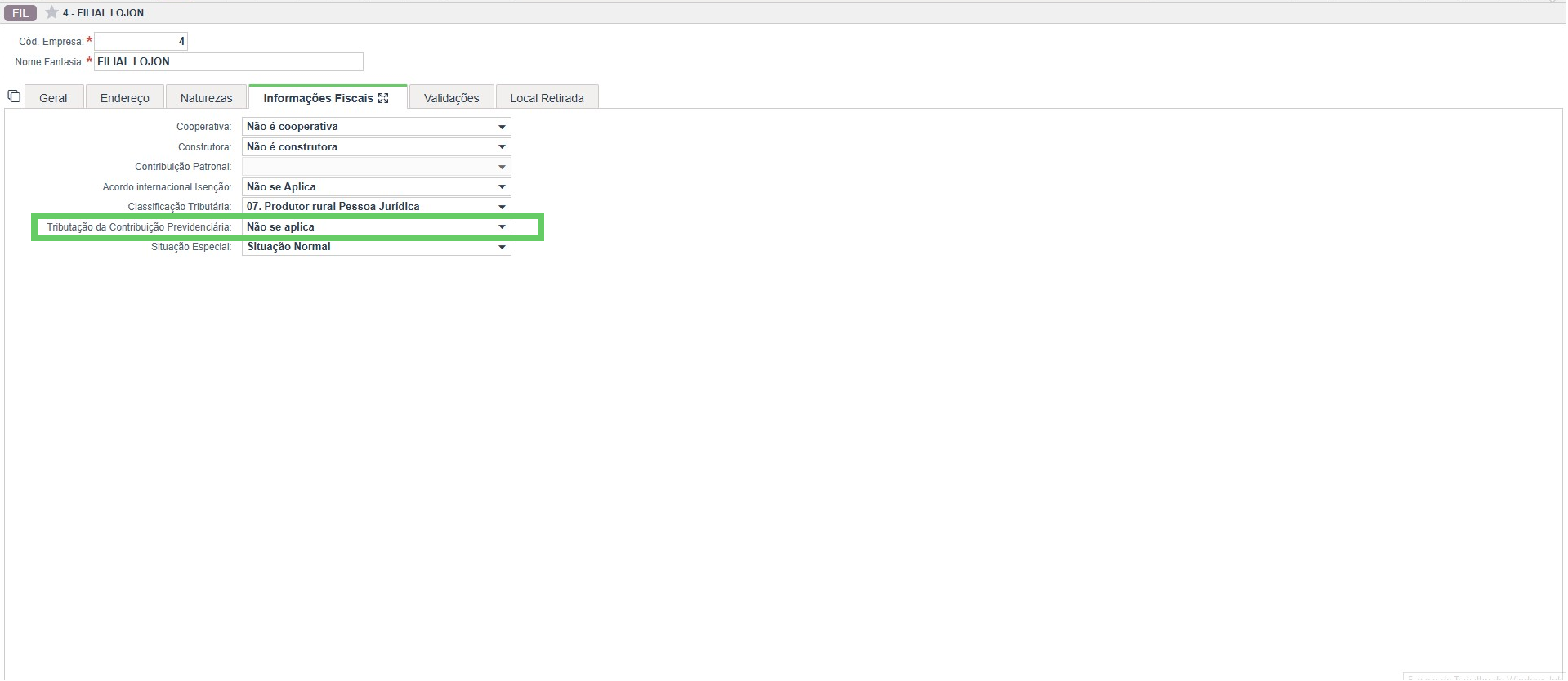 Como configurar a isenção de INSS patronal para o produtor rural 1.png