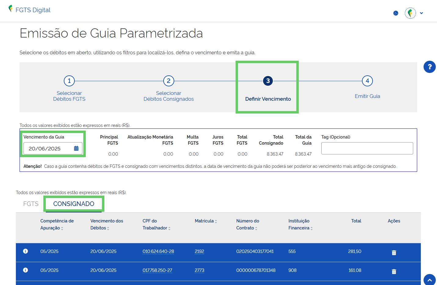 Como emitir guia FGTS apenas com Crédito do Trabalhador 6.png