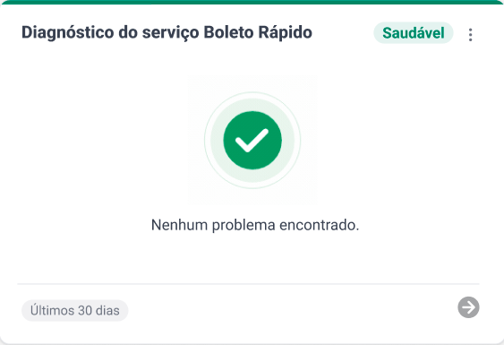 Ícone de check branco dentro de um círculo verde sólido, indicando que o diagnóstico do serviço está saudável e sem erros.