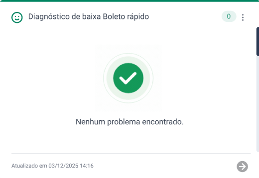 Cartão com um check verde na tela e escrito: "nenhum problema encontrado"