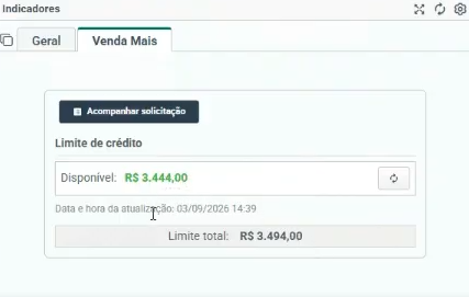 Limite disponível e limite total do parceiro