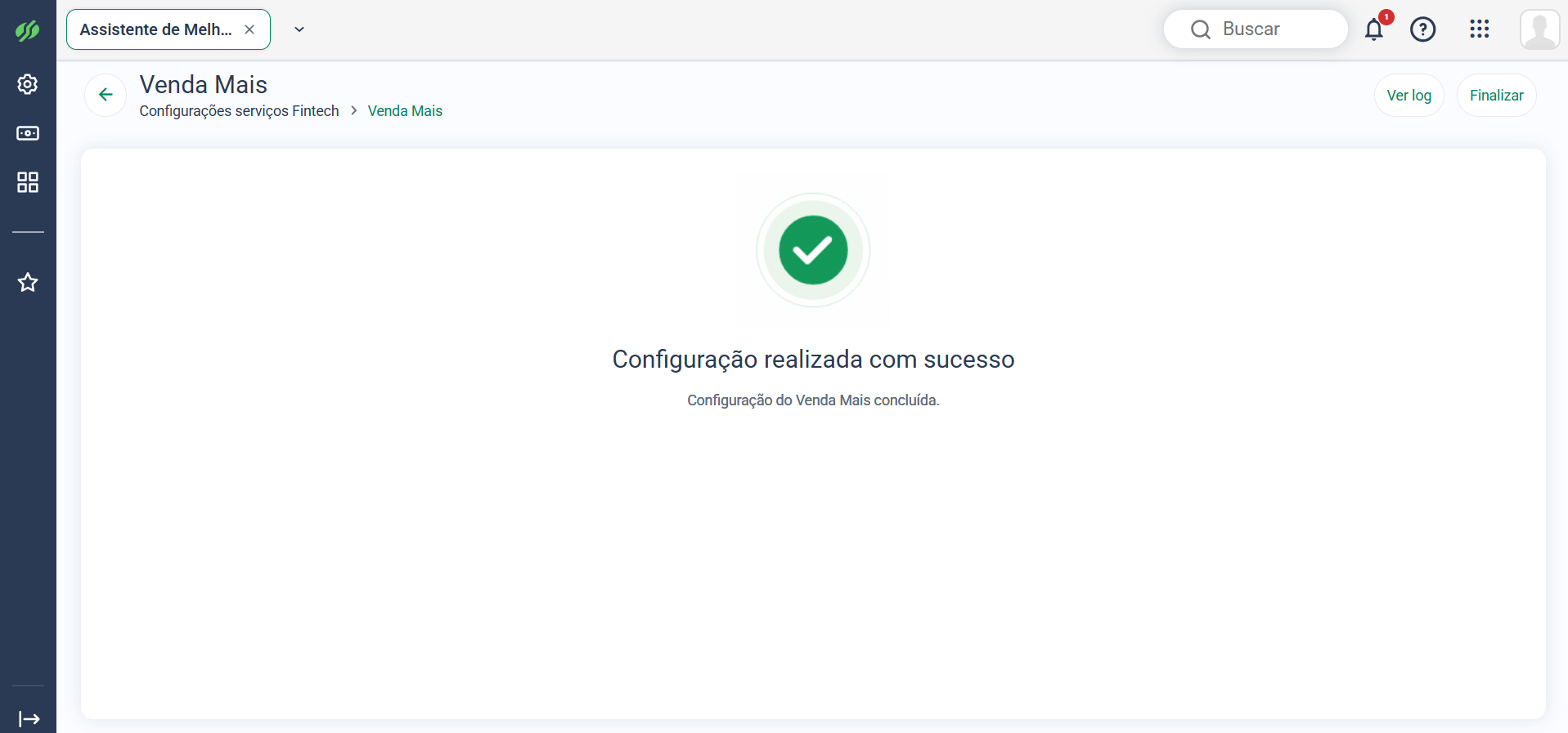 Configuração do Venda Mais concluída com sucesso