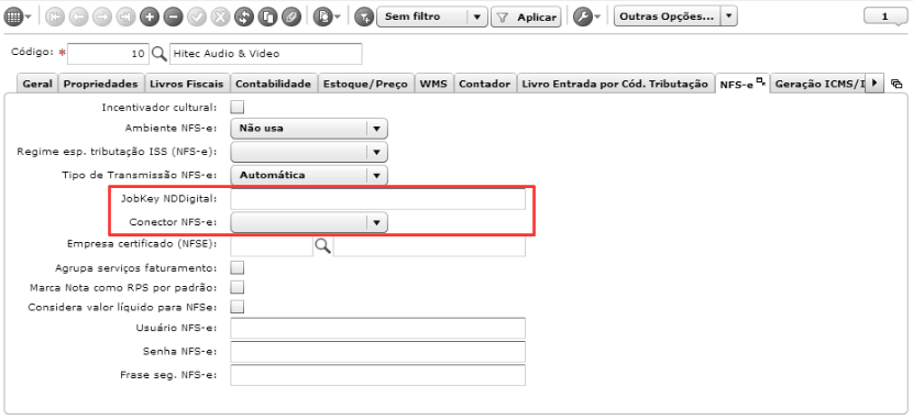 Configurações gerais para NFS-e – Sankhya Gestão de Negócios