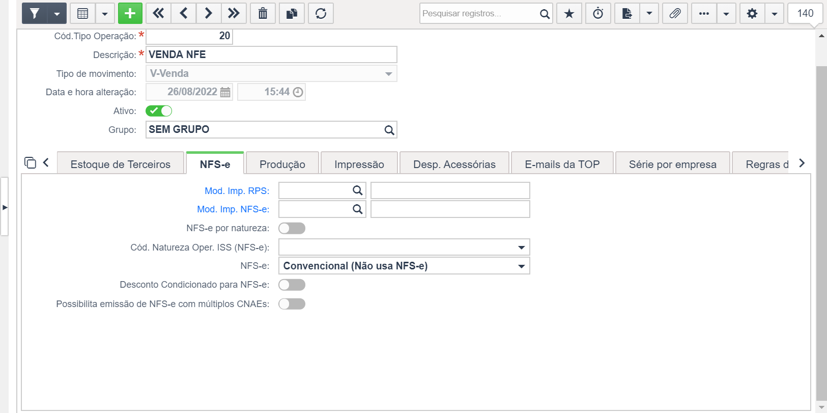 Configurações gerais para NFS-e – Sankhya Gestão de Negócios